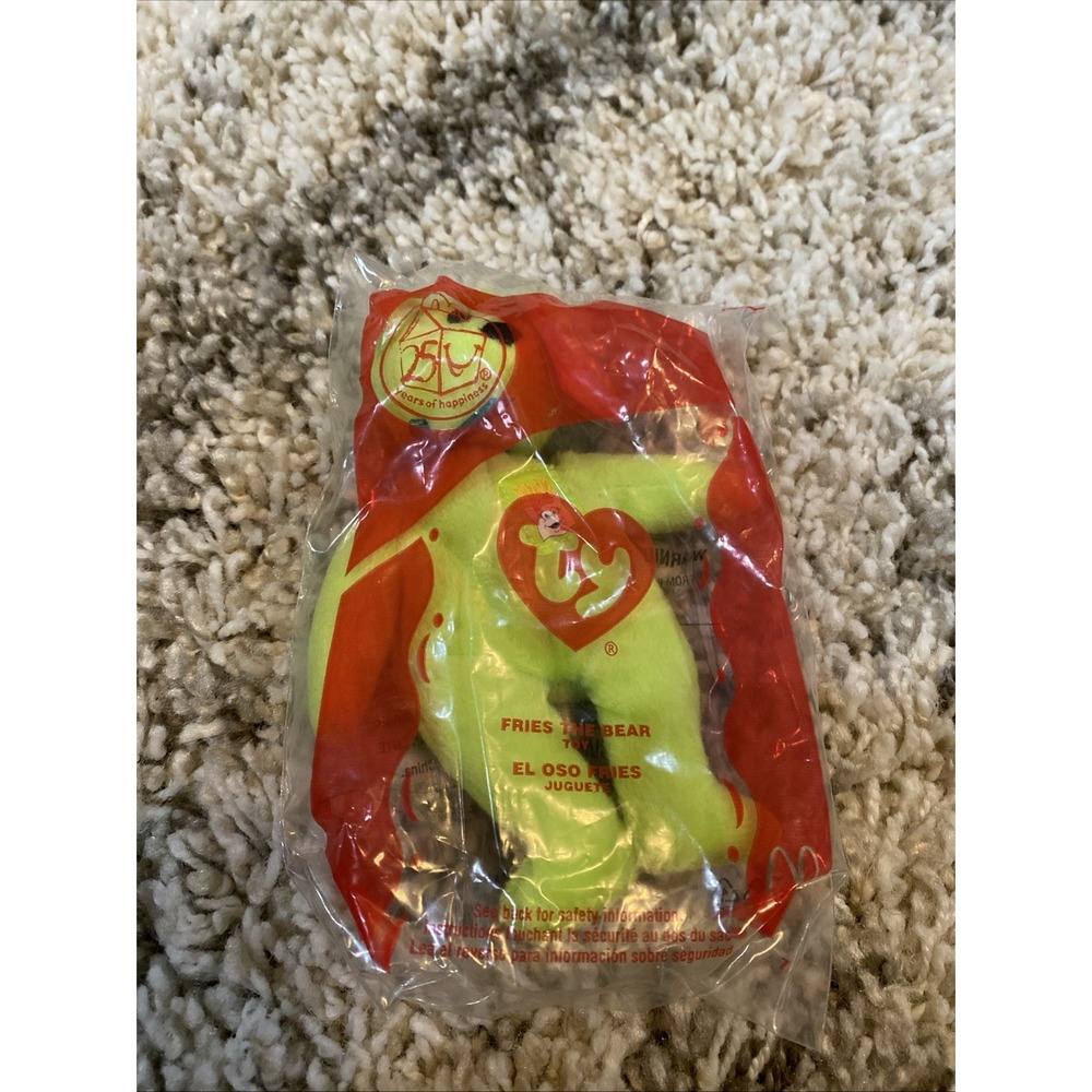 2004 Ty Beanie Babies #11 Fries The Bear 25th Anniversary McDonald's Happy Meal